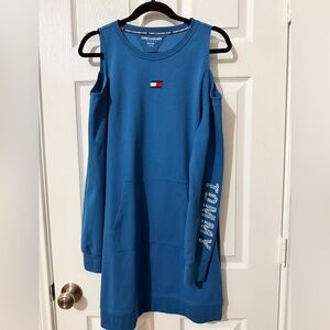 Tommy Hilfiger Cold Shoulder Sport Blue Crewneck Dress